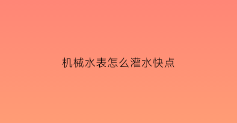 “机械水表怎么灌水快点(机械式水表工作原理)