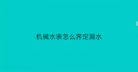 “机械水表怎么界定漏水(机械水表怎么界定漏水点)