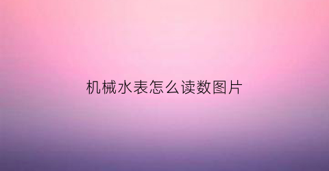 机械水表怎么读数图片(什么是机械水表)