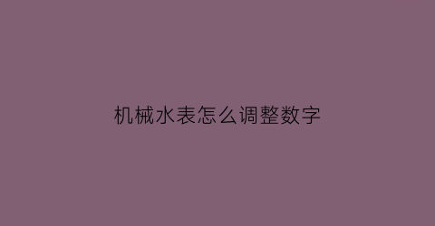 机械水表怎么调整数字(机器水表读数)