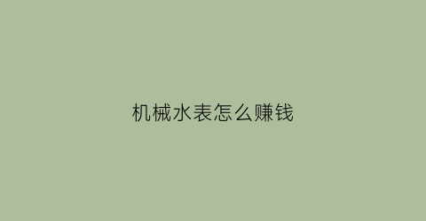 “机械水表怎么赚钱(机械式水表价格)