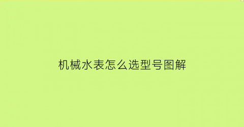 “机械水表怎么选型号图解(机械式水表工作原理)