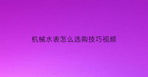 “机械水表怎么选购技巧视频(水表机芯专业提供商)