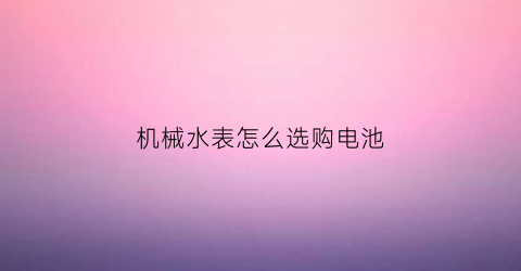 机械水表怎么选购电池(机械式水表怎么读数)