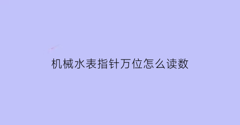 “机械水表指针万位怎么读数(水表机芯专业提供商)