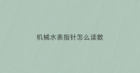 机械水表指针怎么读数(水表机芯怎么调数字)