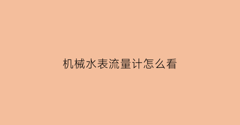 “机械水表流量计怎么看(机械水表流量计怎么看数值)