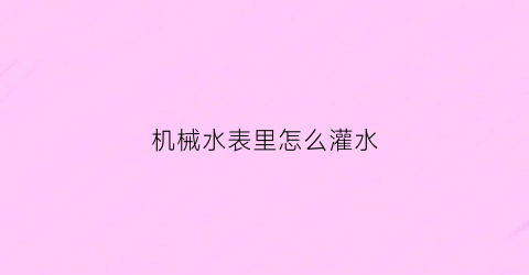 机械水表里怎么灌水