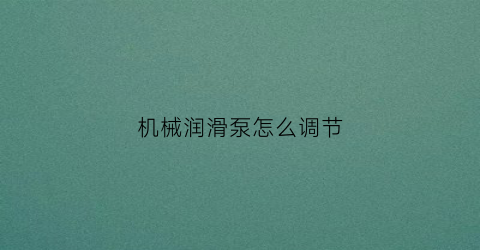 “机械润滑泵怎么调节(机械润滑泵怎么调节压力)