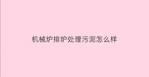 机械炉排炉处理污泥怎么样(机械炉排炉处理污泥怎么样的)