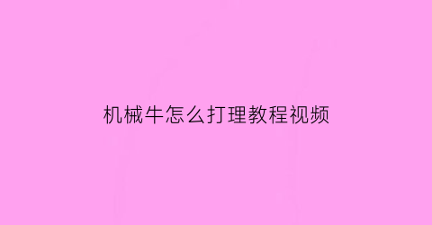 机械牛怎么打理教程视频(机械牛出什么装备)