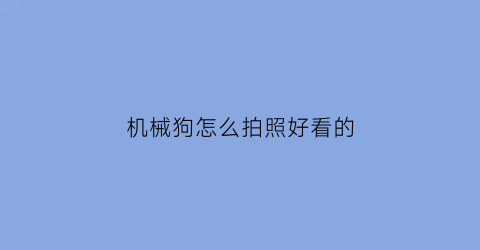 机械狗怎么拍照好看的