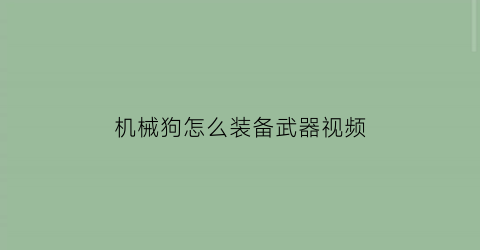 机械狗怎么装备武器视频