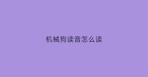 “机械狗读音怎么读(机械狗拼装图)