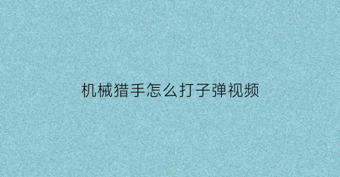 “机械猎手怎么打子弹视频(平民机械猎)