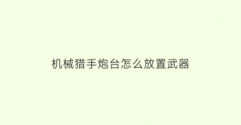 机械猎手炮台怎么放置武器(机械猎手炮台怎么放置武器图解)