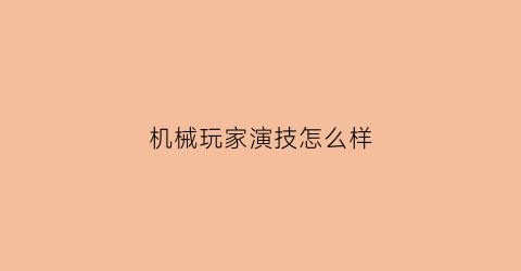 “机械玩家演技怎么样(机械家是干什么的)