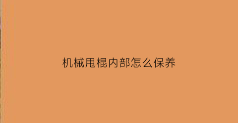 “机械甩棍内部怎么保养(机械甩棍收不回来哪里坏了)