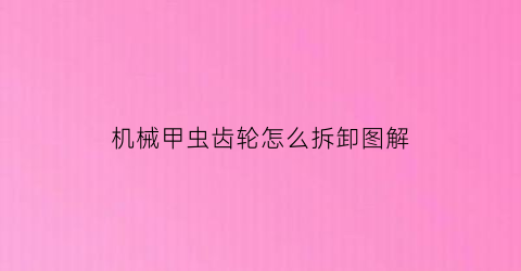 “机械甲虫齿轮怎么拆卸图解(机械甲虫齿轮怎么拆卸图解大全)