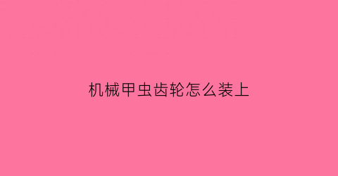 “机械甲虫齿轮怎么装上(金融学类和金融学哪个分高)