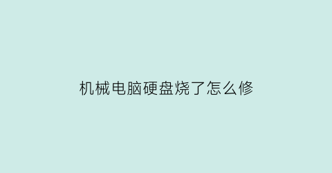 机械电脑硬盘烧了怎么修(机械硬盘烧了怎么办)