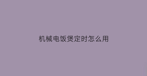 机械电饭煲定时怎么用(机械电饭锅定时器接线图)