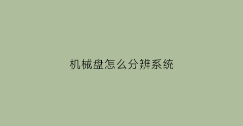 机械盘怎么分辨系统