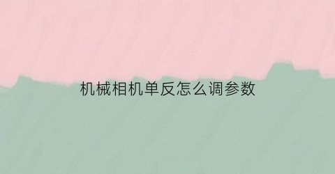 机械相机单反怎么调参数(单反怎么调参数让人好看)