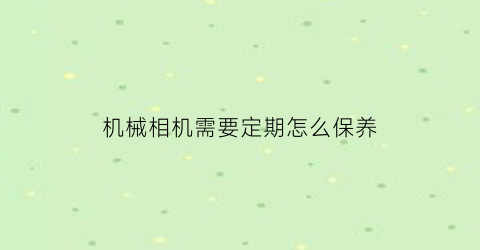 “机械相机需要定期怎么保养(机械相机如何保养)