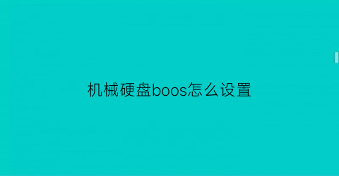 机械硬盘boos怎么设置