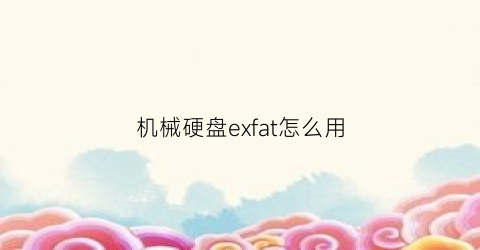 机械硬盘exfat怎么用