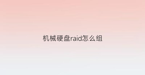 机械硬盘raid怎么组