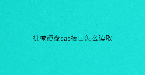 机械硬盘sas接口怎么读取