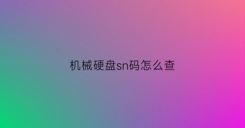 机械硬盘sn码怎么查