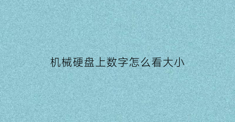 “机械硬盘上数字怎么看大小(机械硬盘上的数字都代表啥)