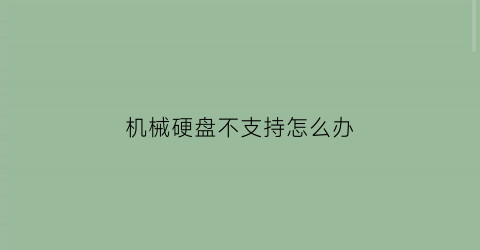 机械硬盘不支持怎么办