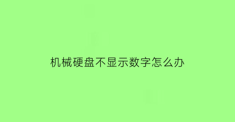 机械硬盘不显示数字怎么办