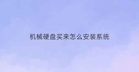 “机械硬盘买来怎么安装系统(机械硬盘买回来怎么安装)