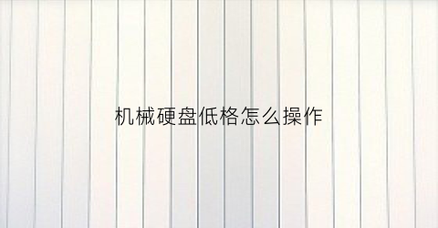 “机械硬盘低格怎么操作(机械硬盘低格怎么操作视频)