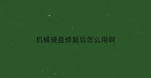 机械硬盘修复后怎么用啊