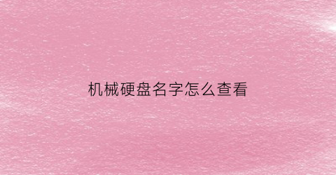 机械硬盘名字怎么查看