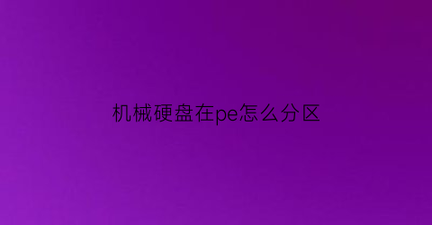 “机械硬盘在pe怎么分区(机械硬盘在pe怎么分区)