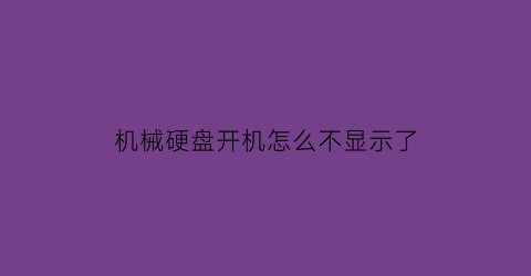 “机械硬盘开机怎么不显示了(机械硬盘突然显示不出来怎么办)