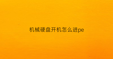 机械硬盘开机怎么进pe