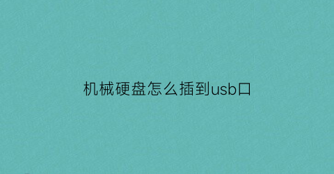 机械硬盘怎么插到usb口