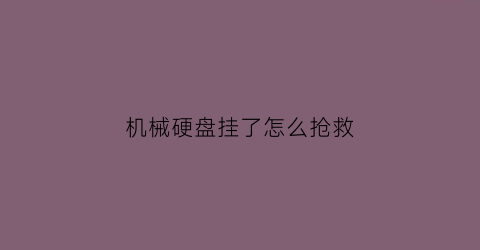 机械硬盘挂了怎么抢救