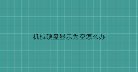 机械硬盘显示为空怎么办