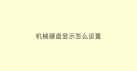 机械硬盘显示怎么设置