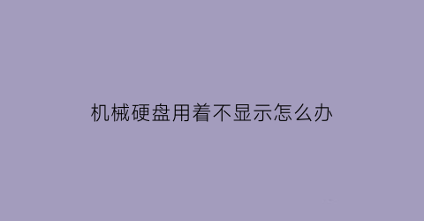 “机械硬盘用着不显示怎么办(机械硬盘不显示怎么办怎么办)