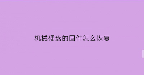 “机械硬盘的固件怎么恢复(机械硬盘升级固件有什么用)